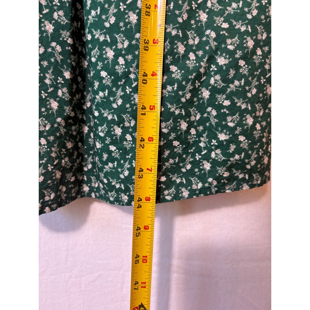 Nation LTD Green Floral Pima Cotton Midi Dress Button Front Pockets XS - Picture 8 of 12